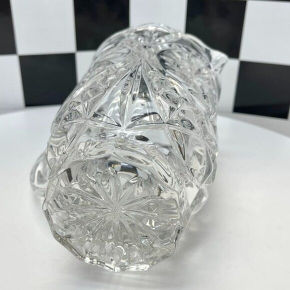 Authentic Bohemia Crystal Pitcher, Vintage Cut Glass with Starburst Leaf Pattern - Picture 9 of 10